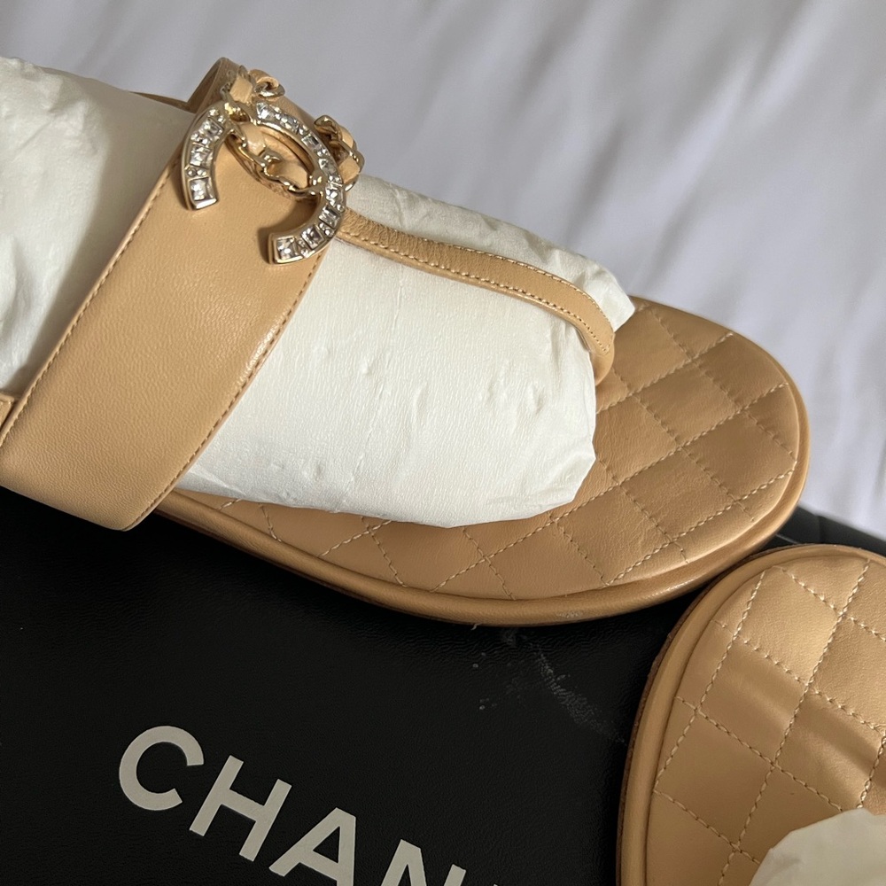 Chanel CC Sandals Beige